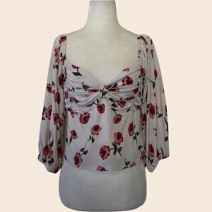 Boho Floral Bustier Blouse Size Medium